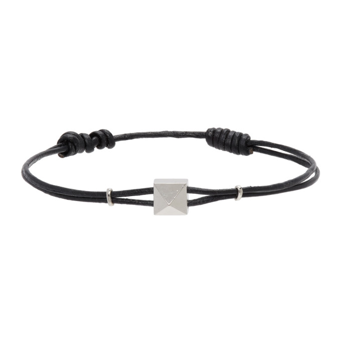 Valentino Garavani Valentino Black  Rockstud Bracelet In 0no Nero