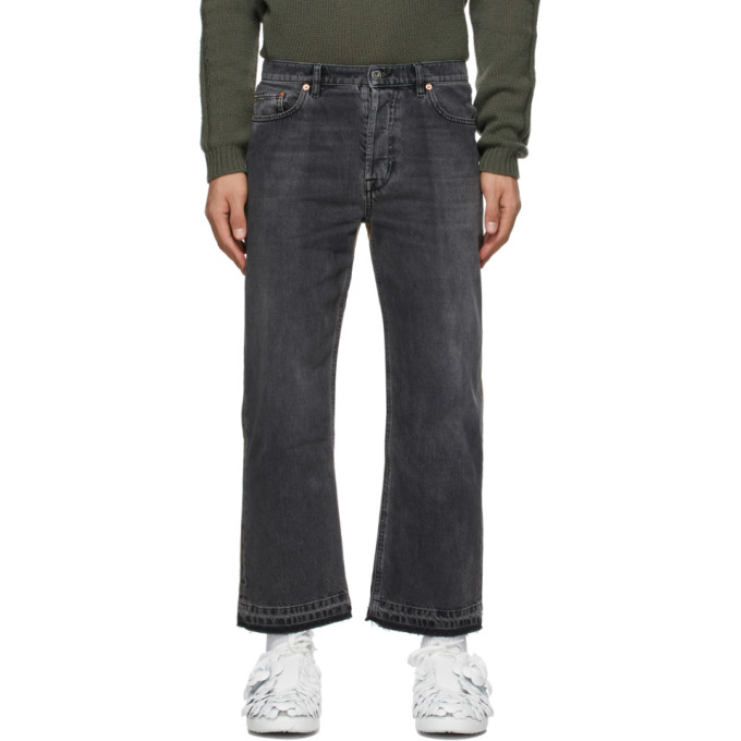 Valentino Black and Beige Dual Material Jeans