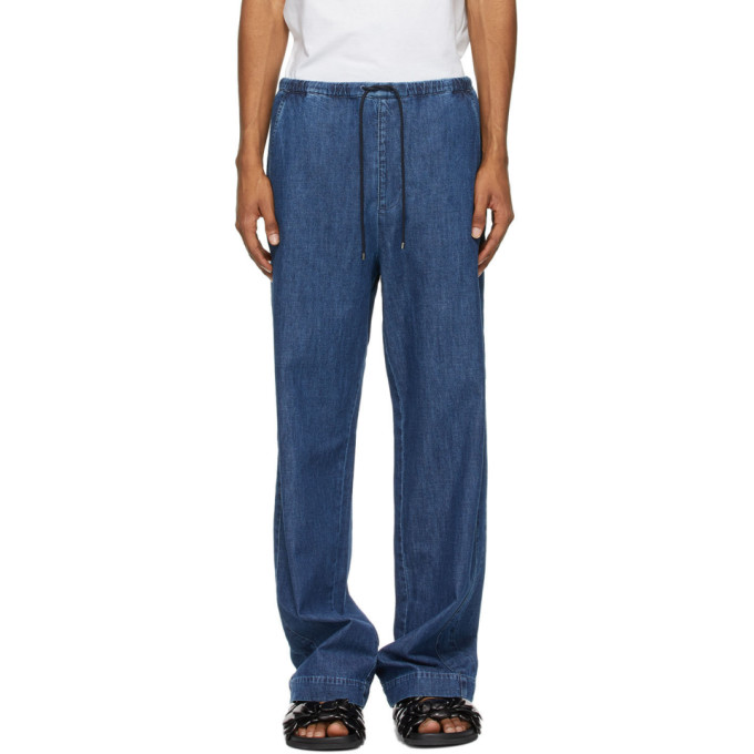 Valentino Oversized Drawstring Jeans In 598 Blue