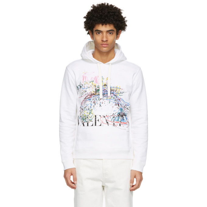 Click to view more detailed imagery on our partner's website Valentino Roman Sketches Graphic Hoodie In A1c Bianco/