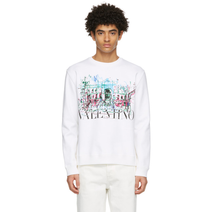 Valentino White Roman Sketches Sweatshirt