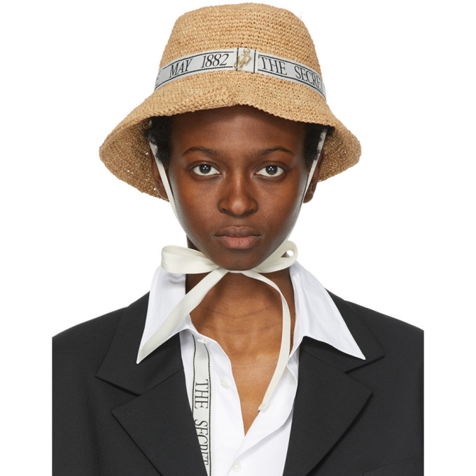 JW ANDERSON TAN OSCAR WILDE ASYMMETRIC BUCKET HAT