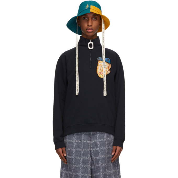 JW Anderson Blue and Yellow Asymmetric Bucket Hat