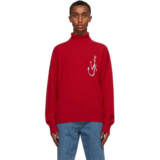 JW Anderson Red Wool Anchor Turtleneck