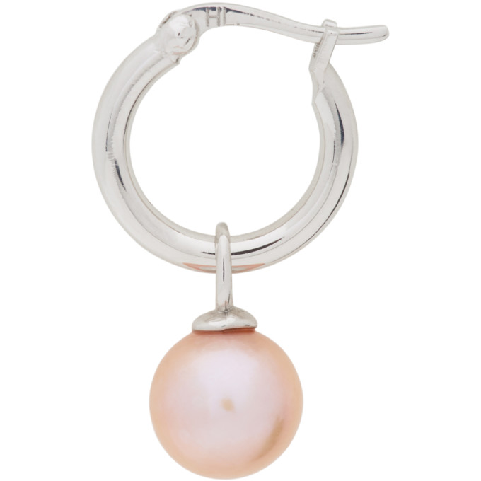 Hatton Labs SSENSE Exclusive Silver and Pink Pearl Single Earring