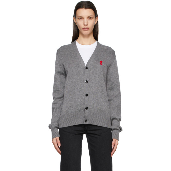 AMI Alexandre Mattiussi Grey Ami De Coeur Cardigan