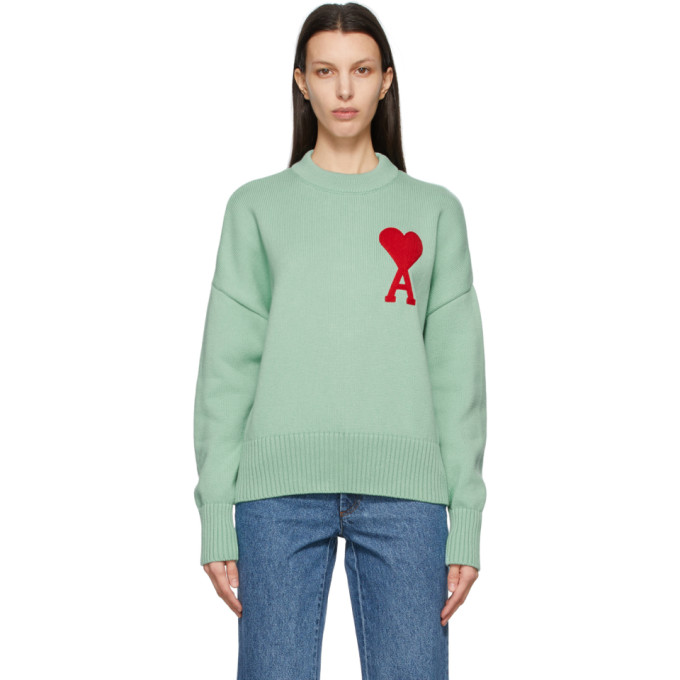 AMI Alexandre Mattiussi Green Oversize Ami De Coeur Sweater