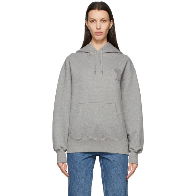 AMI Alexandre Mattiussi Grey Ami De Coeur Hoodie