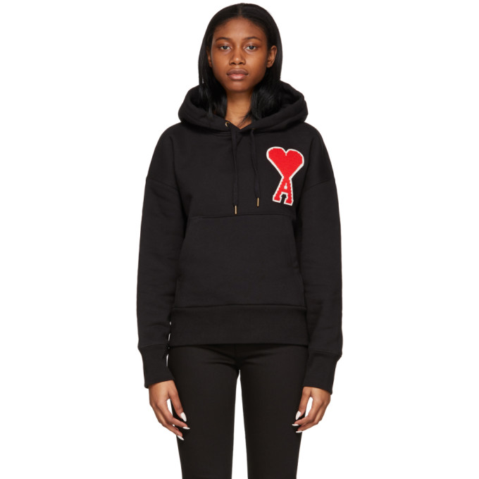 AMI Alexandre Mattiussi SSENSE Exclusive Black Ami De Coeur Hoodie