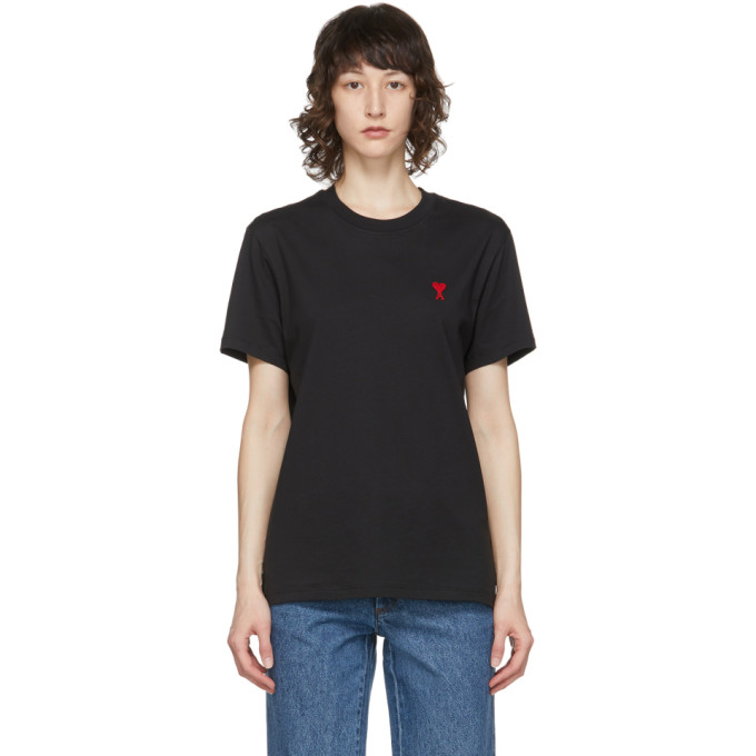 AMI Alexandre Mattiussi Black Ami De Coeur T-Shirt