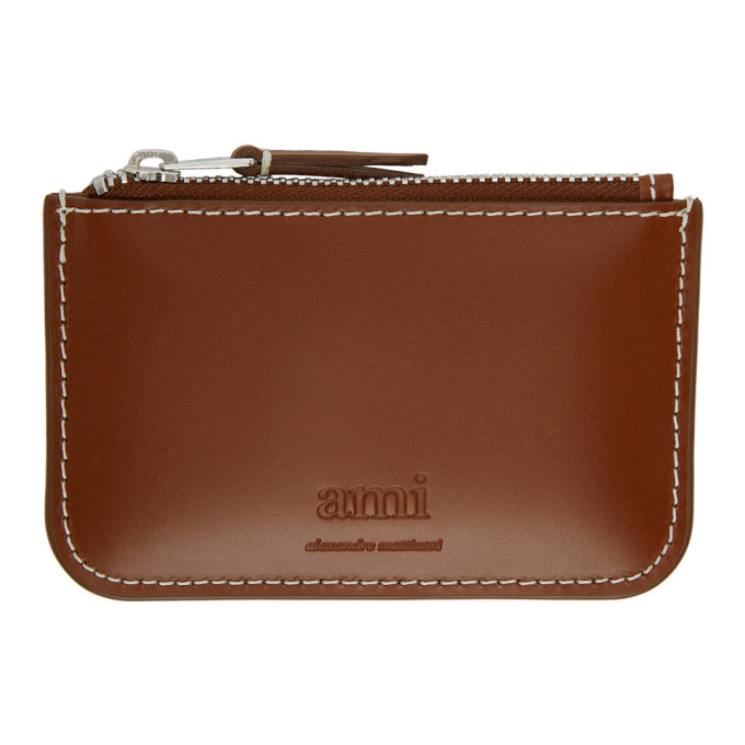 AMI Alexandre Mattiussi Brown Zipped Coin Card Holder