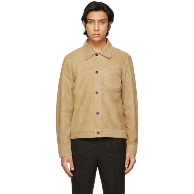 AMI Alexandre Mattiussi Beige Suede Overshirt Jacket