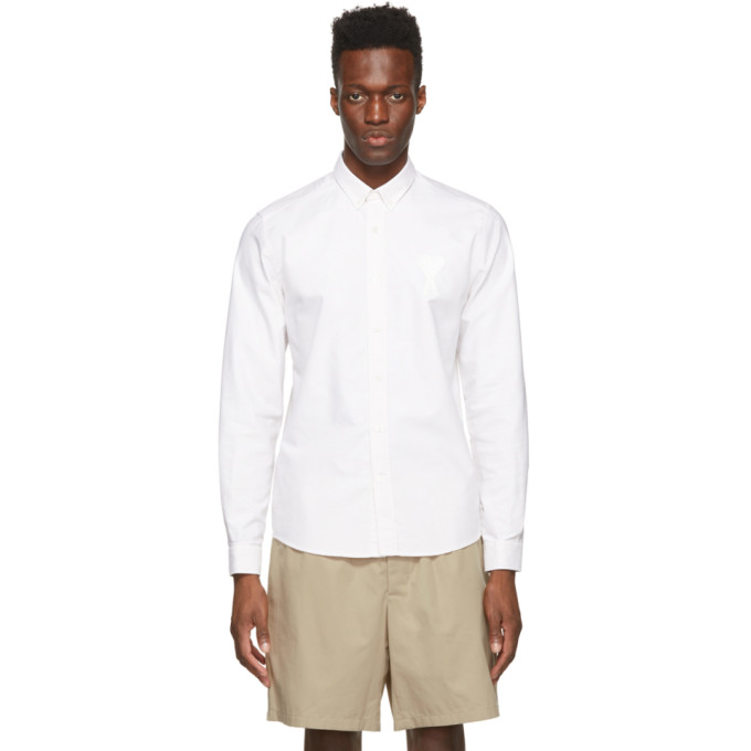 Ami Alexandre Mattiussi Off-white Button Down Ami De Coeur Shirt In Off-white.150