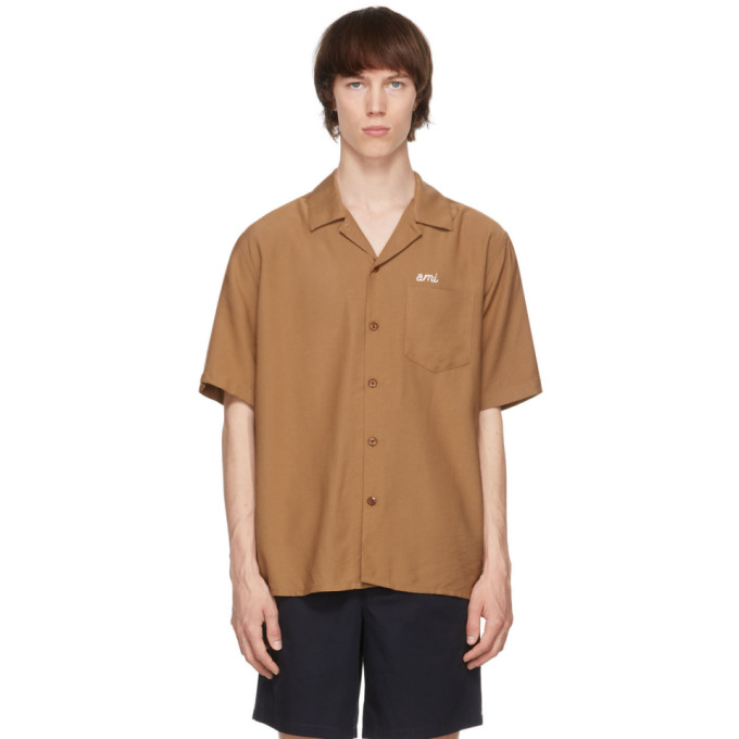 Ami Alexandre Mattiussi Beige Camp Collar 'ami' Short Sleeve Shirt In Beige/250