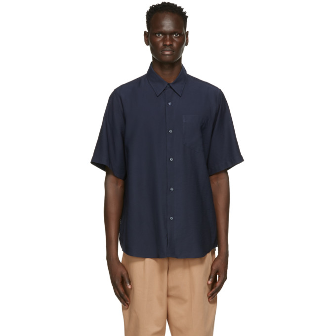 AMI Alexandre Mattiussi Navy Summer Fit Short Sleeve Shirt