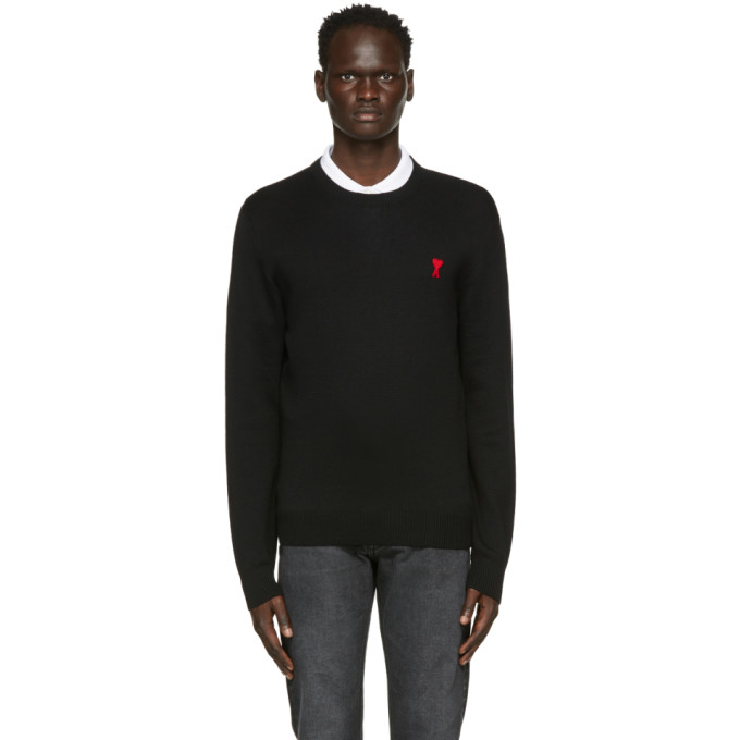 Click to view more detailed imagery on our partner's website Ami Alexandre Mattiussi Ami Paris Black Round Neck Sweatshirt With Logo In Noir/001