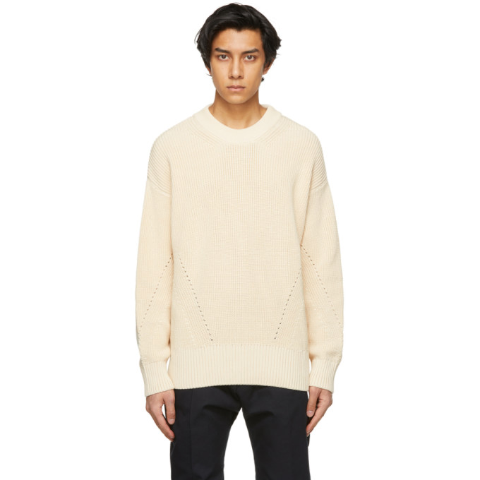 AMI ALEXANDRE MATTIUSSI BEIGE RIBBED BOXY jumper