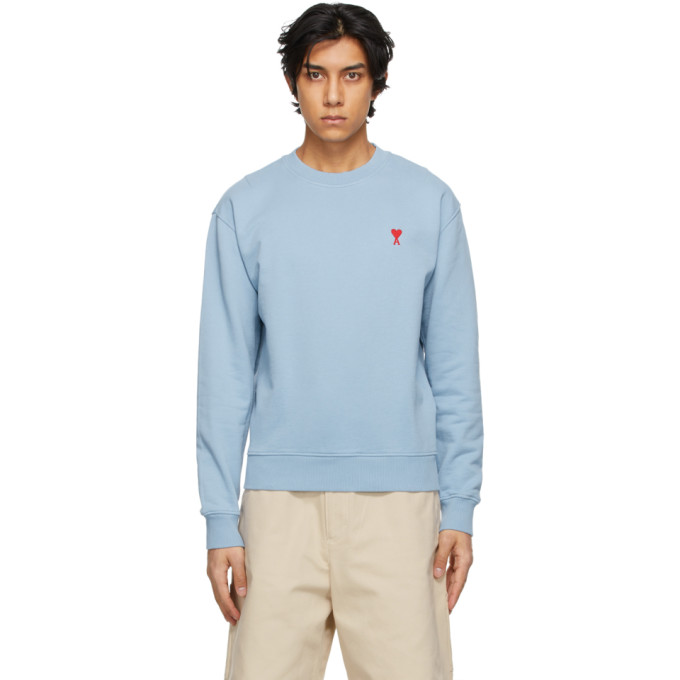 Click to view more detailed imagery on our partner's website Ami Alexandre Mattiussi Ami Ami De Coeur Logo Embroidered Sweatshirt In Light Blue/459
