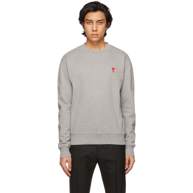 AMI ALEXANDRE MATTIUSSI AMI ALEXANDRE MATTIUSSI GREY AMI DE COEUR SWEATSHIRT