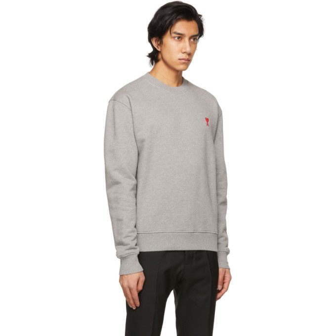 AMI ALEXANDRE MATTIUSSI AMI ALEXANDRE MATTIUSSI GREY AMI DE COEUR SWEATSHIRT