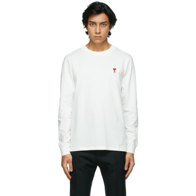 AMI Alexandre Mattiussi White Ami De Coeur Long Sleeve T-Shirt