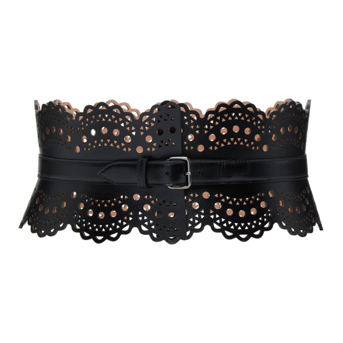 ALAIA Black Vienne Vague Openwork Corset Belt