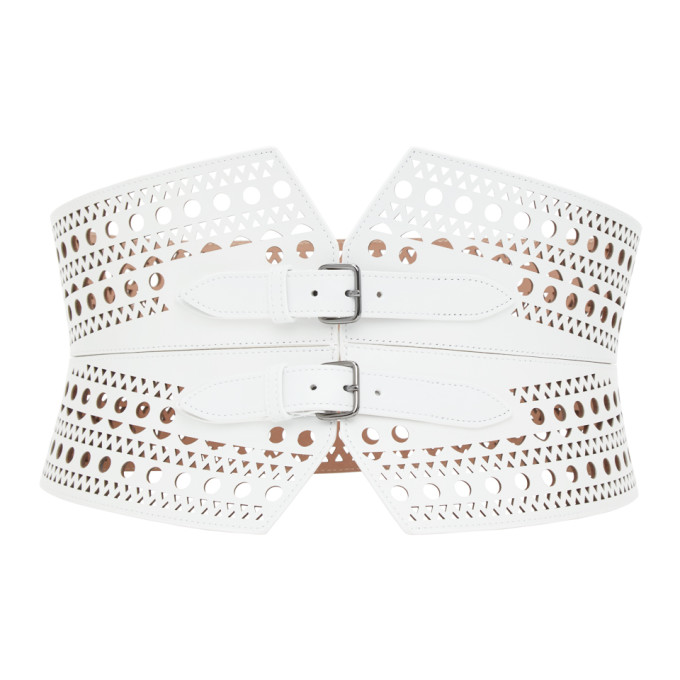 ALAIA White Vienne Openwork Corset Belt