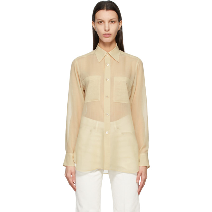 AURALEE Beige Wool Sheer Shirt