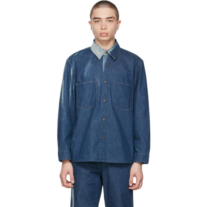 AURALEE】SUN FADE BLEACH DENIM BALUCA SHIRT
