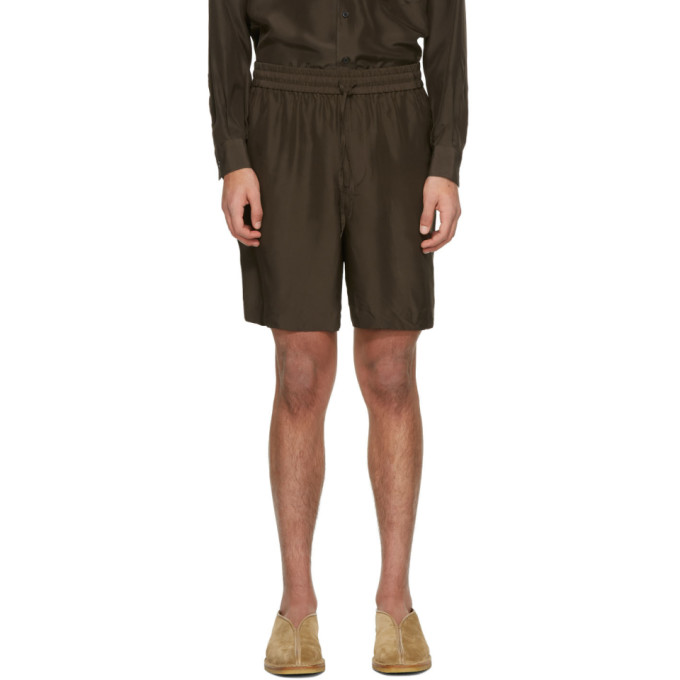 AURALEE Brown Light Silk Shorts