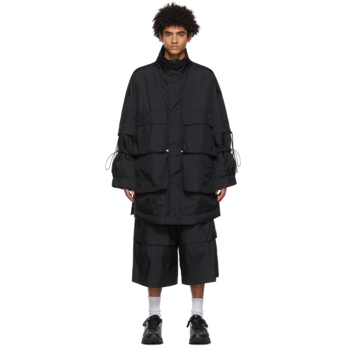 JERIH Black Detachable Pocket Coat