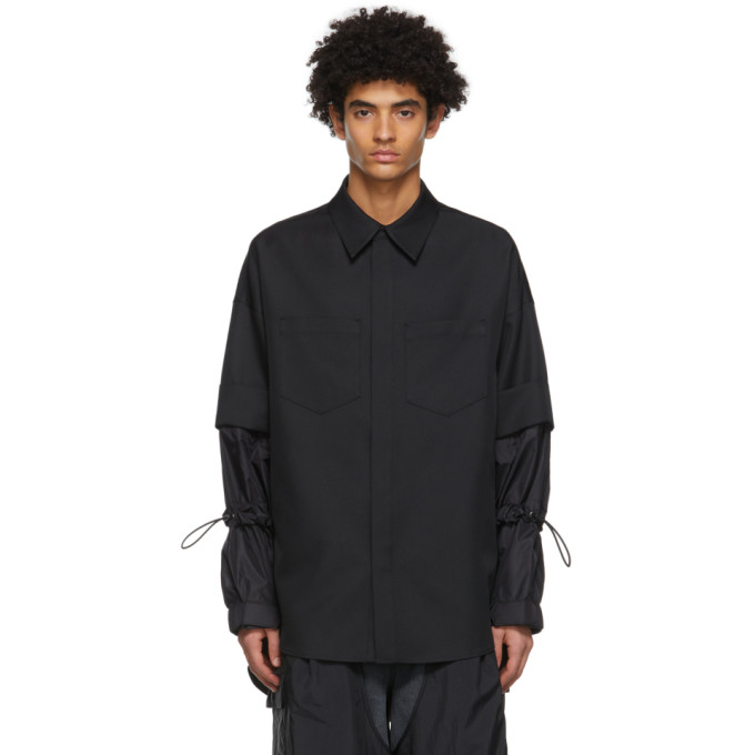 JERIH Black Detachable Shirt