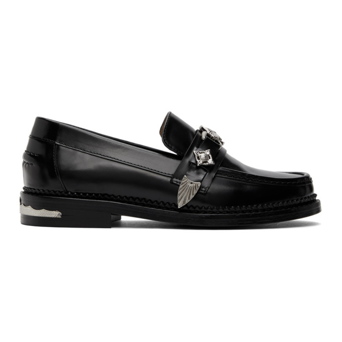 Toga Pulla Black Leather Hardware Loafers