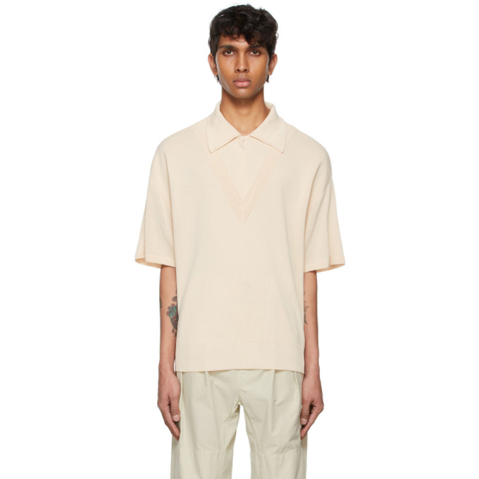 LE17SEPTEMBRE BEIGE LAYERED V-NECK POLO