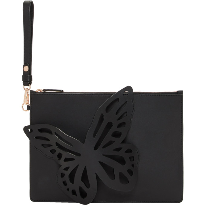 Sophia Webster Black Flossy Butterfly Pouch