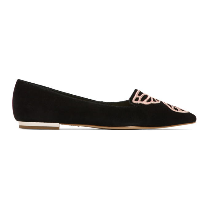 Sophia Webster Black Suede Butterfly Ballerina Flats