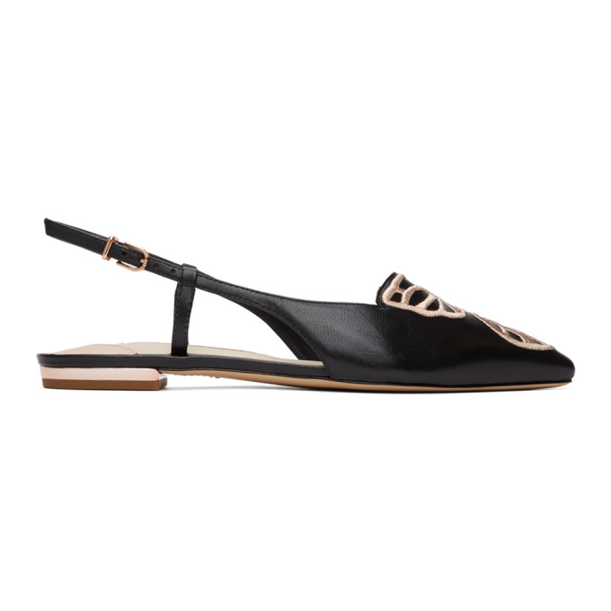 Sophia Webster Black Butterfly Slingback Flats