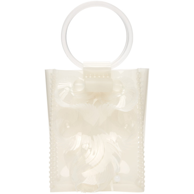 Mame Kurogouchi Off-White Mini Vinyl Top Handle Bag