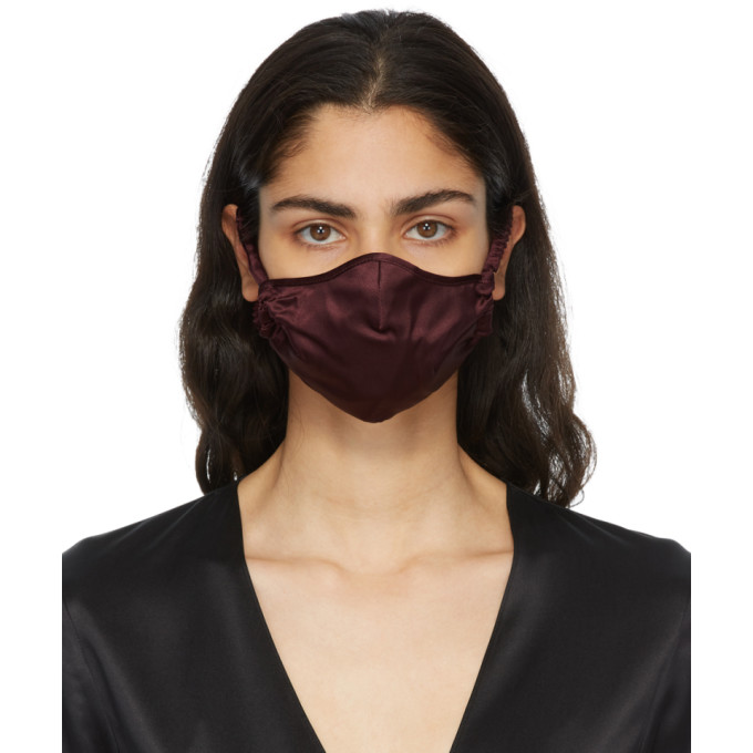 Fleur du Mal SSENSE Exclusive Burgundy Silk Face Mask