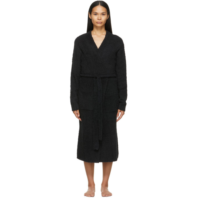 SKIMS Black Knit Cozy Robe