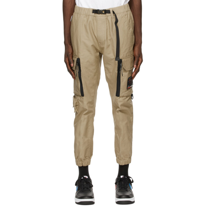 AAPE by A Bathing Ape Beige Logo Cargo Pants