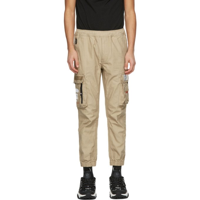 AAPE by A Bathing Ape Beige Logo Cargo Pants