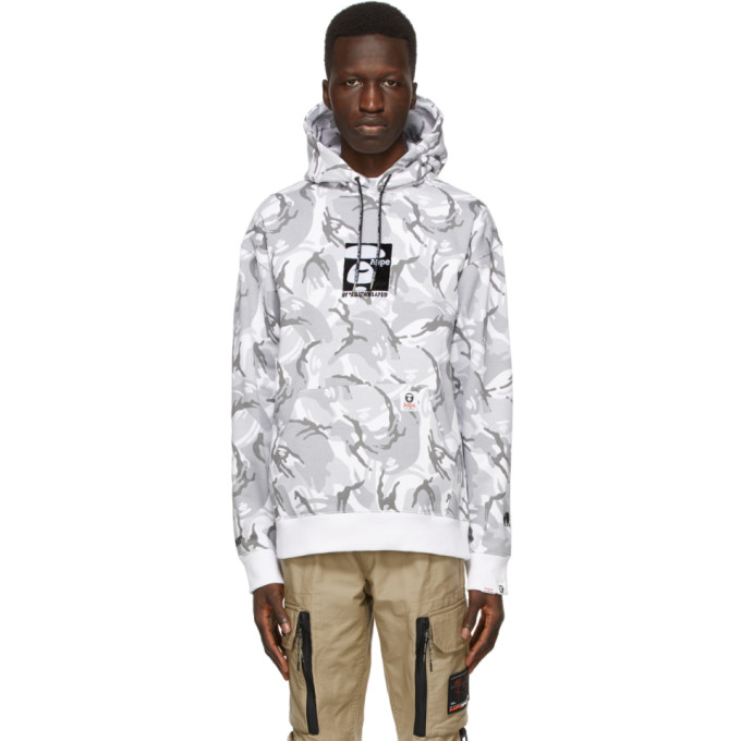 AAPE by A Bathing Ape Grey and White Camouflage Hoodie