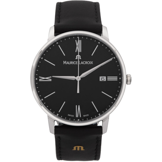 Maurice Lacroix Silver and Black Eliros Date Watch