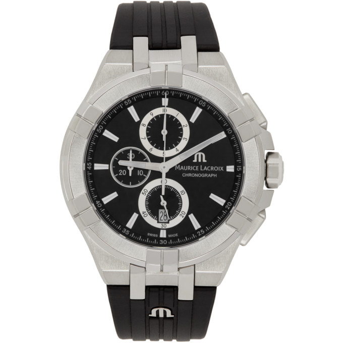 Maurice Lacroix Black and Silver Aikon Chronograph Watch