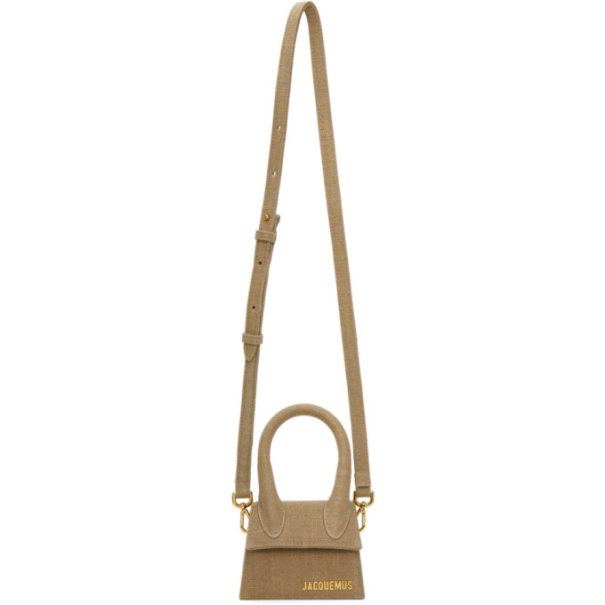 Jacquemus Beige Canvas 'le Chiquito' Clutch In Dark Beige