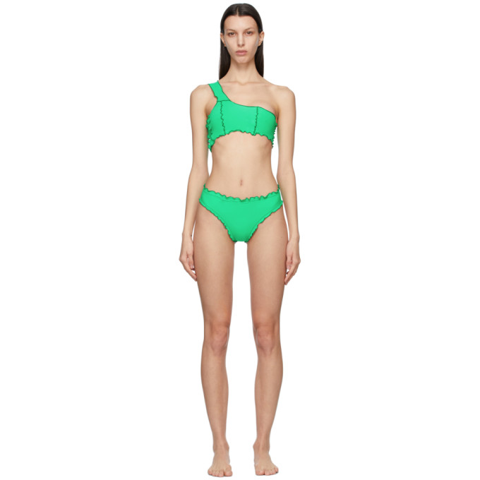 Sherris Green Ruffle One Strap Bikini