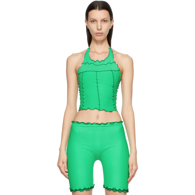 Sherris Green Ruffle Halter Tank Top