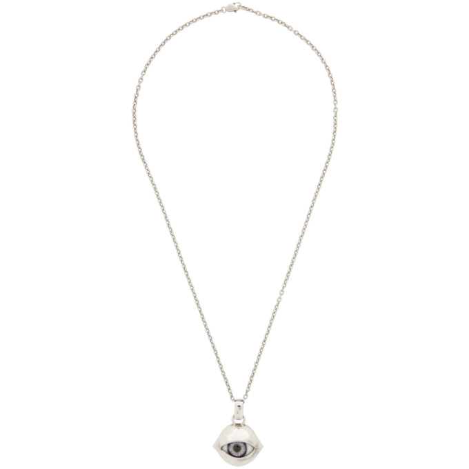 Yohji Yamamoto Silver Glass Eye Pendant Necklace ModeSens