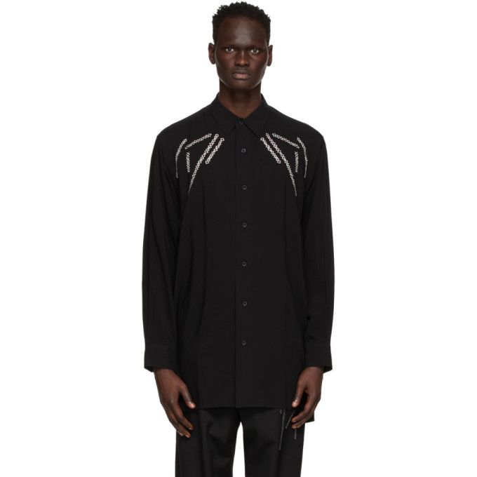 Yohji Yamamoto Black Big Embroidery Shirt